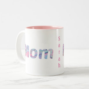 Tasse 2 Couleurs Monogramme Rose Marbré Maman