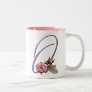 Tasse 2 Couleurs Monogramme rose O de roses