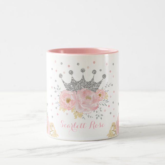 Tasse 2 Couleurs Monogramme royal princesse royale d'argent rose pâ (Centre)