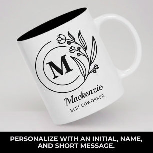 Tasse 2 Couleurs Monogramme rustique personnalisé Maman Collègue de