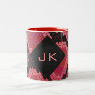 Tasse 2 Couleurs Monogramme serpent noir et rouge imprimé