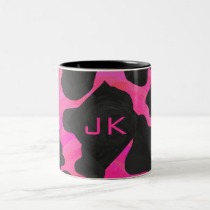 Tasse 2 Couleurs Monogramme vache rose chaud et noir