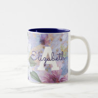 monogramme vintage d'aquarelle bleu violet fleuri