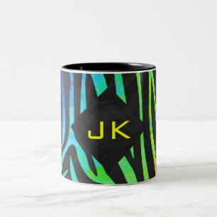 Tasse 2 Couleurs Monogramme Zebra noir et arc-en-ciel