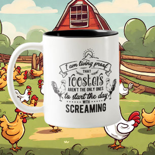 Tasse 2 Couleurs monographie de coq hurlant mot art monogramme