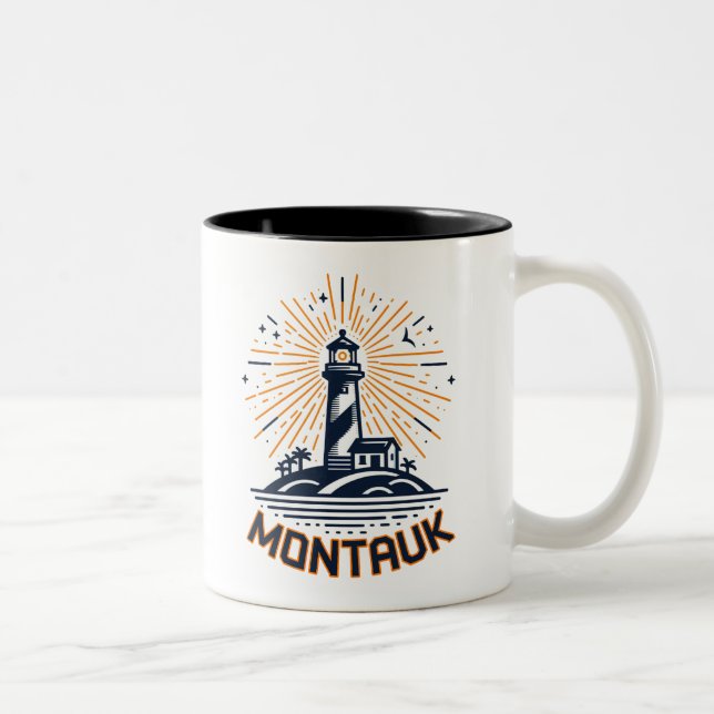 Tasse 2 Couleurs Montauk Point New York Lighthouse Sunrise (Droit)