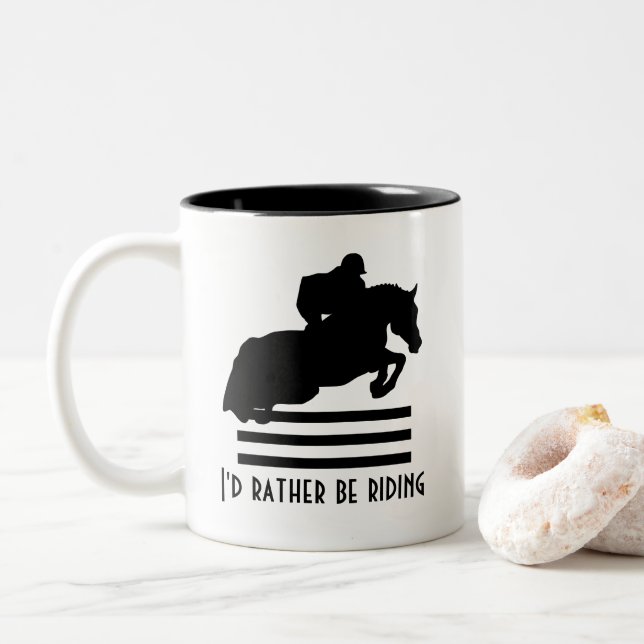 Tasse 2 Couleurs Montrer Jumper Silhouette Je préférerais monter (Avec donut)