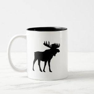 Tasse 2 Couleurs Moose Black Silhouette Montagne Vie