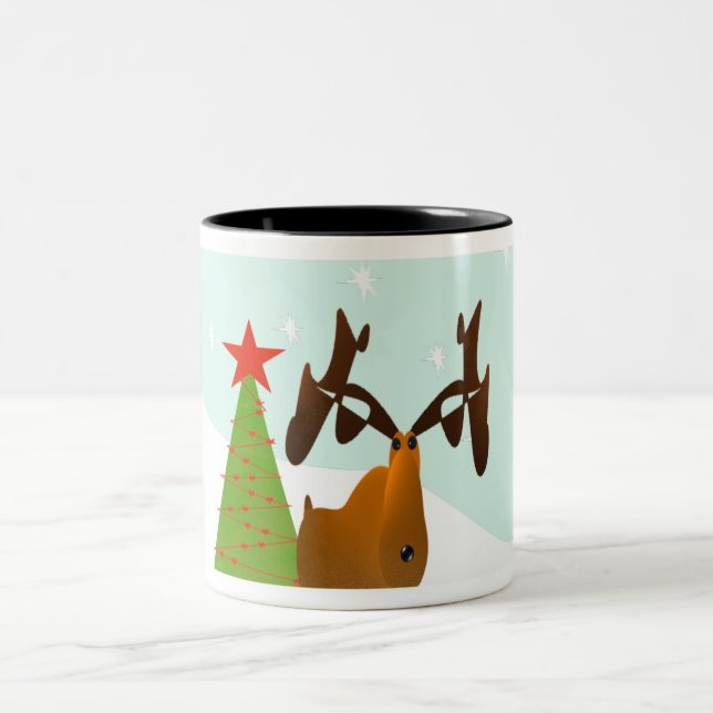 Tasse 2 Couleurs Moose de Noël (Centre)