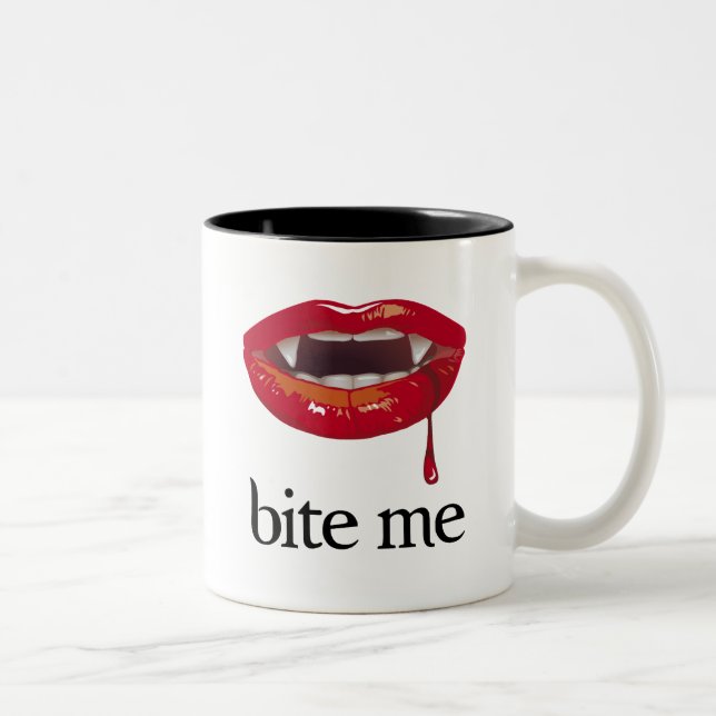 Tasse 2 Couleurs Mordez-moi vampire (Droit)
