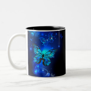 Tasse 2 Couleurs Morpho Butterfly in the Dark Background