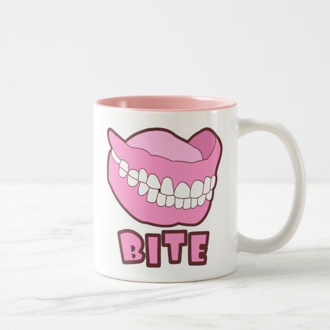 Tasse 2 Couleurs Morsure de dentiers de dents fausses (Droit)
