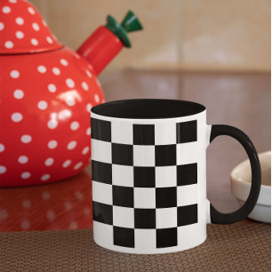 Tasse 2 Couleurs Motif à carreaux noir et blanc