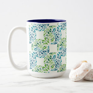 Tasse 2 Couleurs Motif abstrait vert et bleu