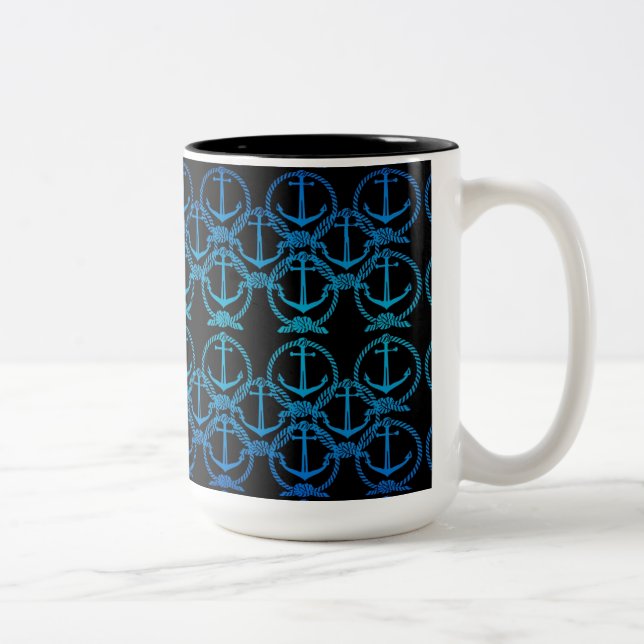 Tasse 2 Couleurs Motif Ancre bleu marine (Droit)