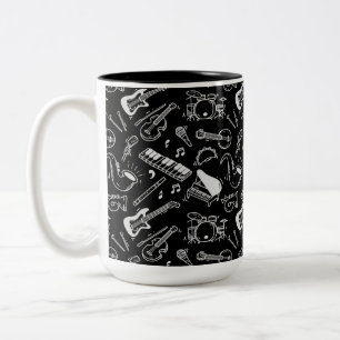 Tasse 2 Couleurs Motif Black & White Instruments
