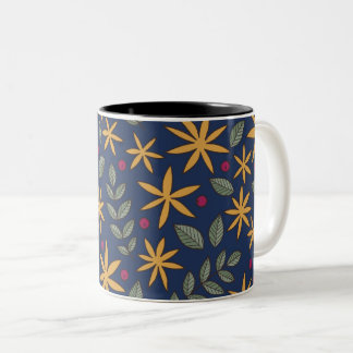 Tasse 2 Couleurs Motif botanique à motif floral doré