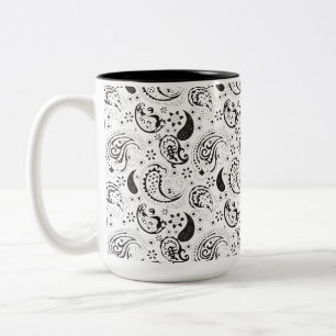 Tasse 2 Couleurs Motif cachemire noir et blanc – Art textile élégan