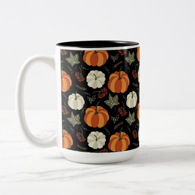 Tasse 2 Couleurs Motif Citrouille d'automne (Gauche)
