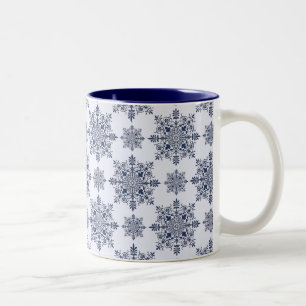 Tasse 2 Couleurs Motif Damas de flocon bleu