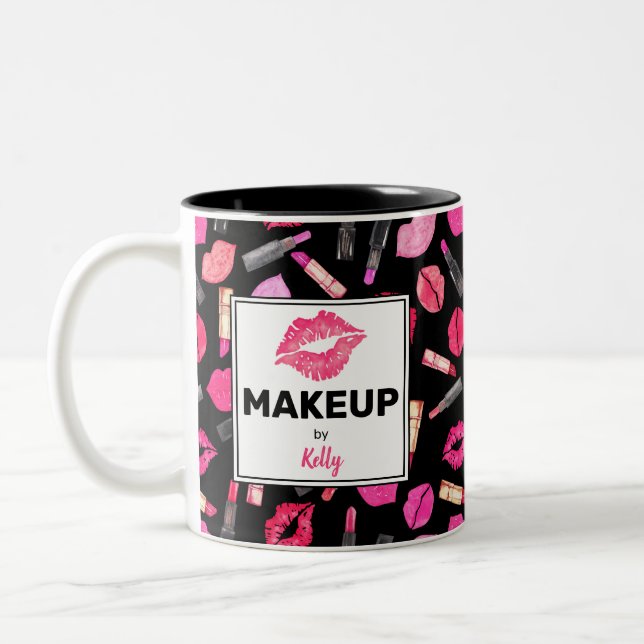 Tasse 2 Couleurs Motif d'aquarelle personnalisé Maquillage double (Gauche)