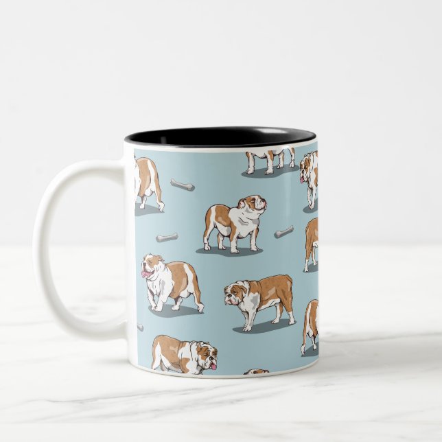 Tasse 2 Couleurs Motif de bulldog anglais (Gauche)