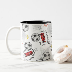 Tasse 2 Couleurs Motif de but de football de bande dessinée – Sport