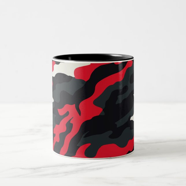 Tasse 2 Couleurs Motif de camouflage rouge noir gris blanc Camo (Centre)