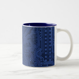 Tasse 2 Couleurs Motif de carte mère Geek bleu