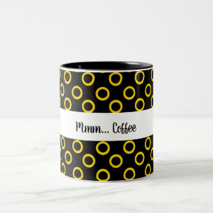Tasse 2 Couleurs Motif de cercles dorés avec noir