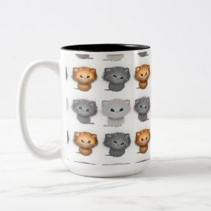 Tasse 2 Couleurs Motif de chatons duveteux
