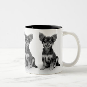 Tasse 2 Couleurs Motif de chiot Chihuahua mignon et duveteux