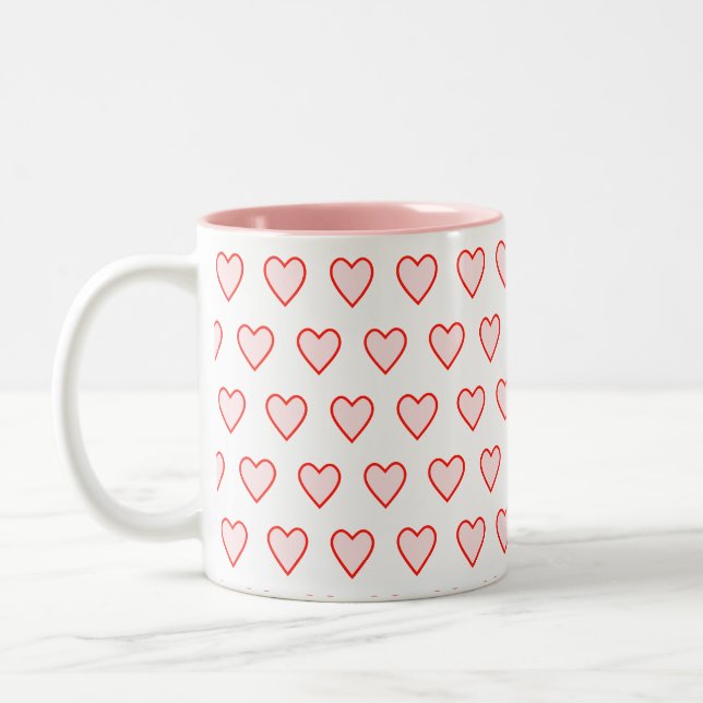 Tasse 2 Couleurs Motif de coeur rose (Gauche)