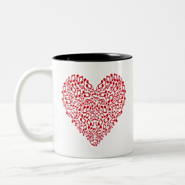 Tasse 2 Couleurs Motif de coeur violet (8'), Romance Note (Gauche)