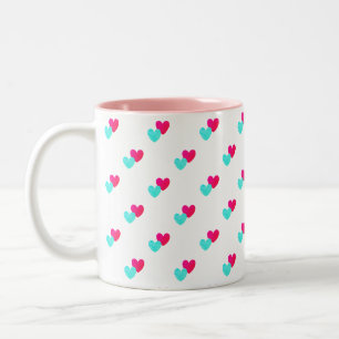 Tasse 2 Couleurs Motif de deux coeurs