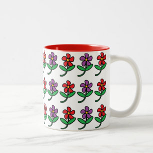 Tasse 2 Couleurs Motif de fleurs de dessin animé