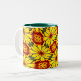 Tasse 2 Couleurs Motif de fleurs d'or