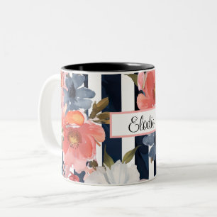 Tasse 2 Couleurs Motif de fleurs personnalisé