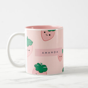 Tasse 2 Couleurs Motif de fraises Pastel Cute personnalisé