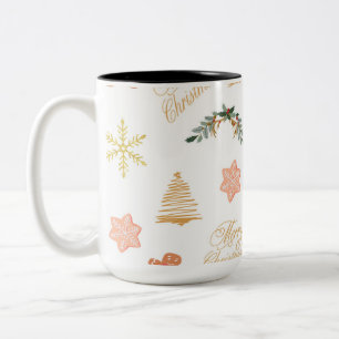 Tasse 2 Couleurs motif de noël avec biscuits d'arbre de noël