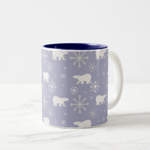 Tasse 2 Couleurs Motif de Noël avec ours polaires et flocons de nei