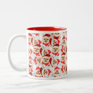Tasse 2 Couleurs Motif de Noël drôle de Pomeranian