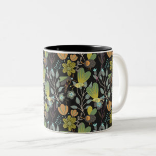 Tasse 2 Couleurs Motif de printemps foncé