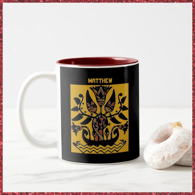 Tasse 2 Couleurs Motif de tatouage ethnique tribal (Créateur téléchargé)