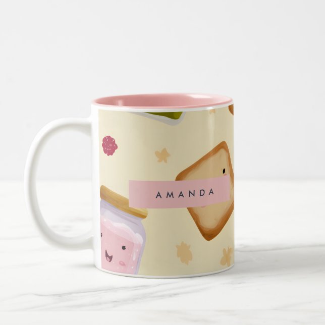 Tasse 2 Couleurs Motif de toast et confiture Whimsical personnalisé (Gauche)