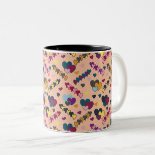 Tasse 2 Couleurs Motif des Coeurs colorés