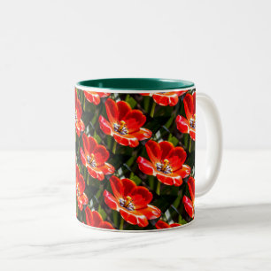 Tasse 2 Couleurs Motif des Tulipes rouges