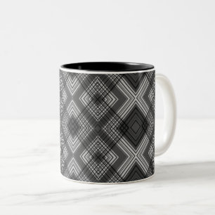 Tasse 2 Couleurs Motif diamant géométrique noir et blanc