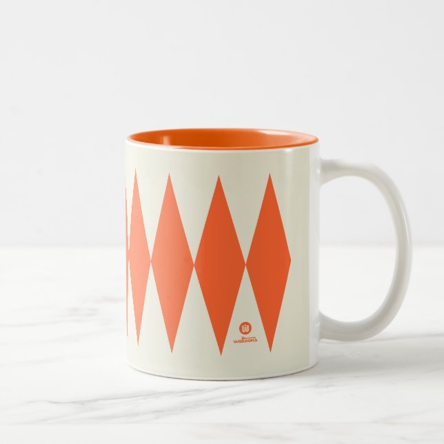 Tasse 2 Couleurs Motif diamant orange rétro (Droit)