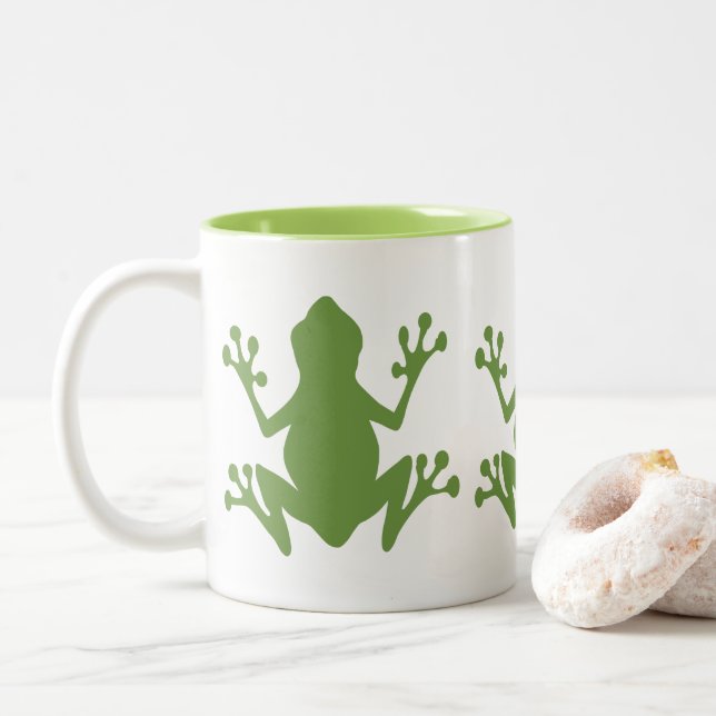 TASSE 2 COULEURS MOTIF D'ILLUSTRATION DES ROGS VERTS CUITS (Avec donut)